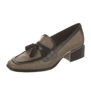 Donald Pilner Raffia Tweed Pattern Loafers